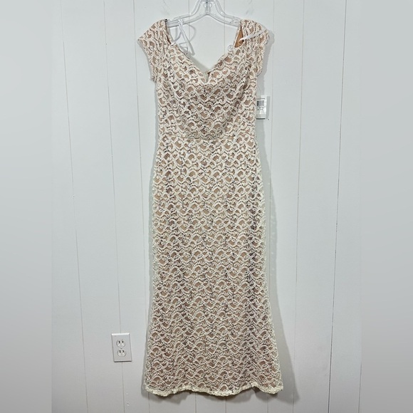 B Darlin Dresses & Skirts - NWOT B Darlin Juniors Beige Sequins Lace Formal Long Dress Sweetheart Size 15/16